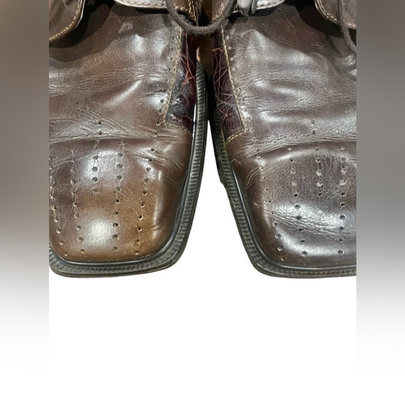 Giorgio Brutini Mens Shoes Square Toed Lace Embossing Size 10 Leather Brown - Picture 4 of 11